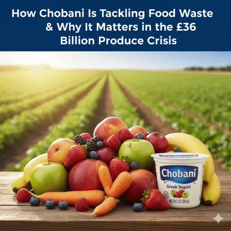 create a image for How Chobani Is Tackling Food Waste & Why It Matters in the £36 Billion Produce Crisis